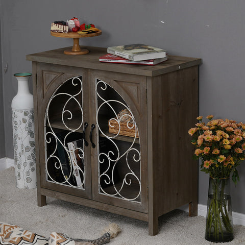 Decorative Buffet Cabinet with Wire Hollowed Window-MFSTUDIO