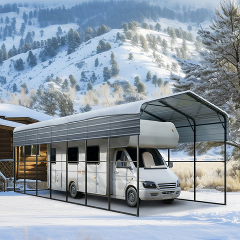 14ft Galvanized Heavy-Duty Outdoor Metal High RV Carports - PHI VILLA