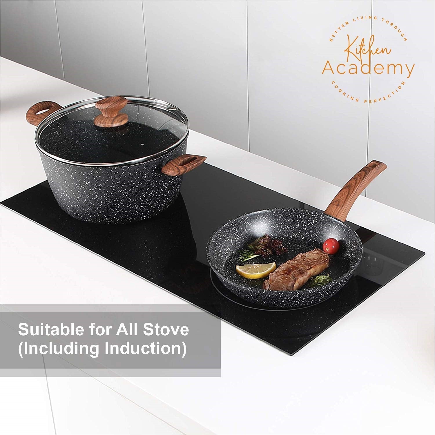 Induction Nonstick Granite-Coating 17 Piece Cookware Set-Kitchen Academy –  AlphaMarts