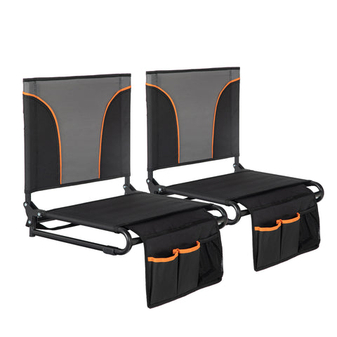 Alpha Camp Folding Stadium Seat Chair for Bleachers with Back & Arm Rest, 2 Pieces
