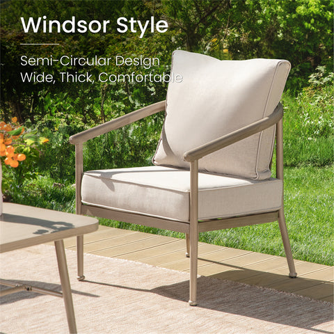 Sophia & William 5-Seat Windsor-style Wood-grain Outdoor Sofa Set with Coffee Table