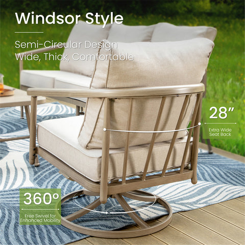 Sophia & William 5-Seat Windsor-style Wood-grain Outdoor Sofa Set with Coffee Table