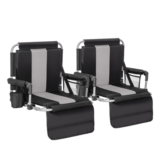 Alpha Camp Folding Stadium Seat Chair for Bleachers with Back & Arm Rest, 2 Pieces