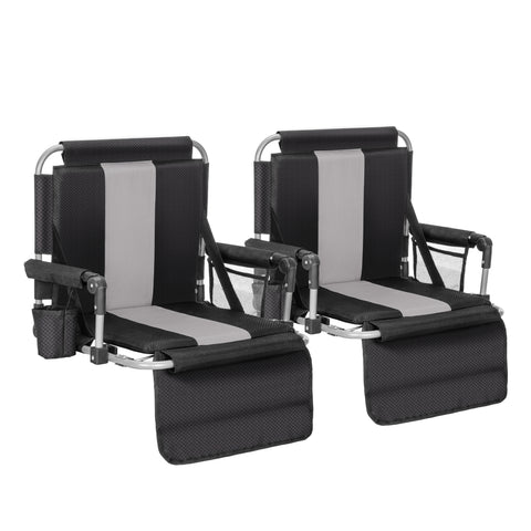 Alpha Camp Folding Stadium Seat Chair for Bleachers with Back & Arm Rest, 2 Pieces