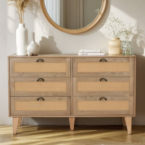 Natural Rattan Storage Sideboard Buffet Cabinet and Chest of Drawers-MFSTUDIO