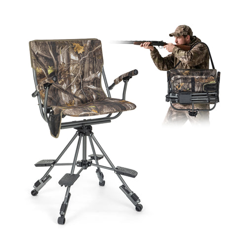 360° Silent Swivel Blind Hunting Chair with Shooting Pedals - Alpha Camp