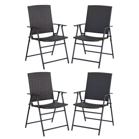 PHI VILLA Patio Rattan Folding Chairs