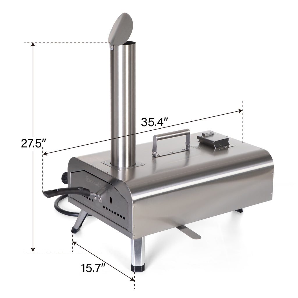 Wood Pellet / Propane Portable BBQ Pizza Oven with Turning Disc for