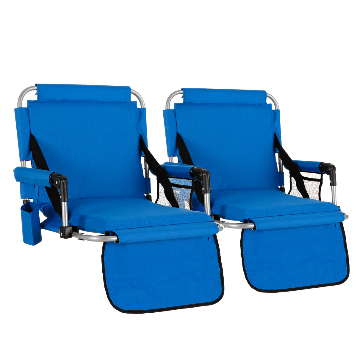 Alpha Camp Folding Stadium Seat Chair for Bleachers with Back & Arm Rest, 2 Pieces