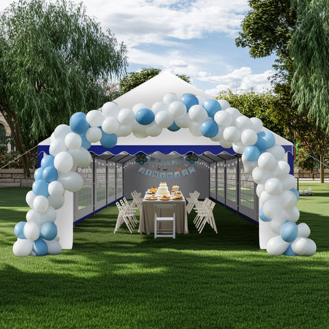 PHI VILLA 16'x32' Scalloped Valance Party Tent Canopy Shelter with Heavy Duty Design (Includes Carry Bag)
