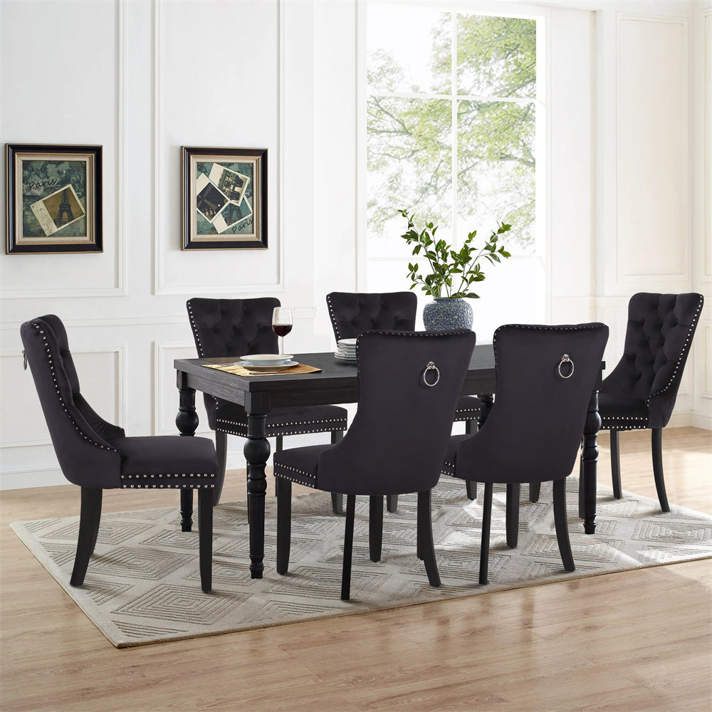 PU Leather Wing Back Side Dining Room Chairs Set of 6 -MFSTUDIO