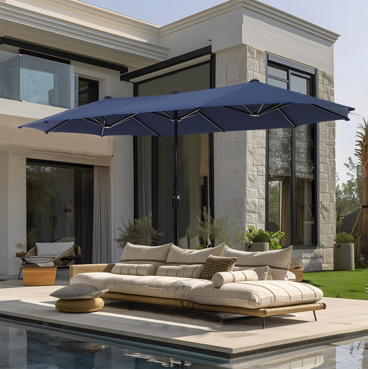PHI VILLA 13ft Large Double-Sided Outdoor Patio Umbrella
