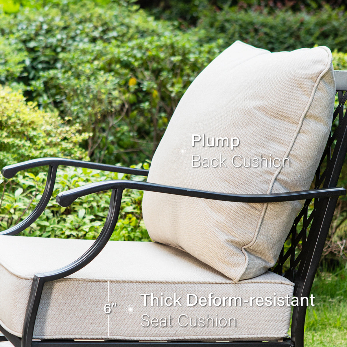 PHI VILLA 5-Seat Thick Cushion Conversation Sets with Ottoman