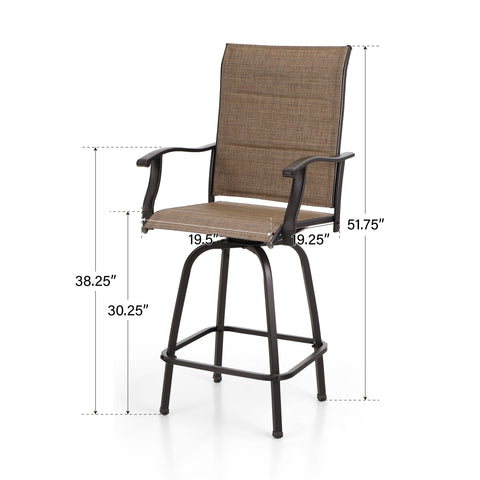 PHI VILLA All-Weather Swivel Bar Stools With Arms