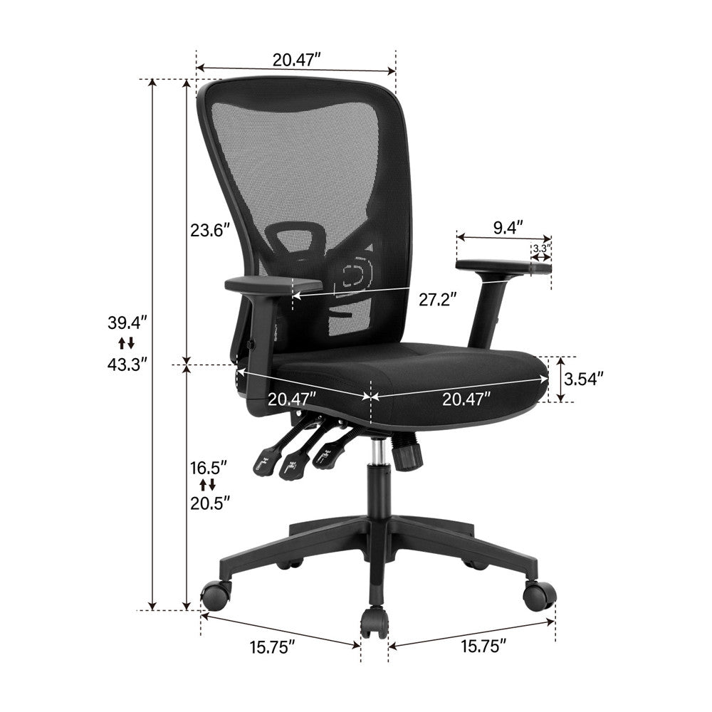 Alpha Home S-Shaped Ergonomic Adjustable Office Chair with Lumbar Support and Three Adjust Methods