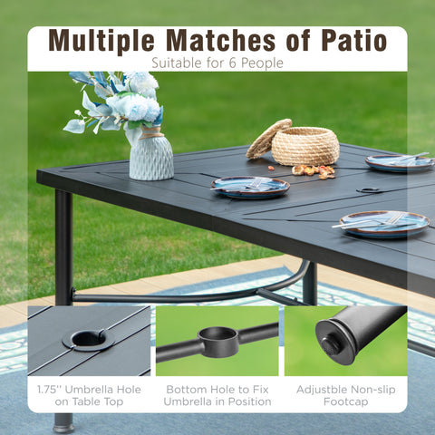 MFSTUDIO Geometric Stamped Rectangle Steel Table, Table for 6 People