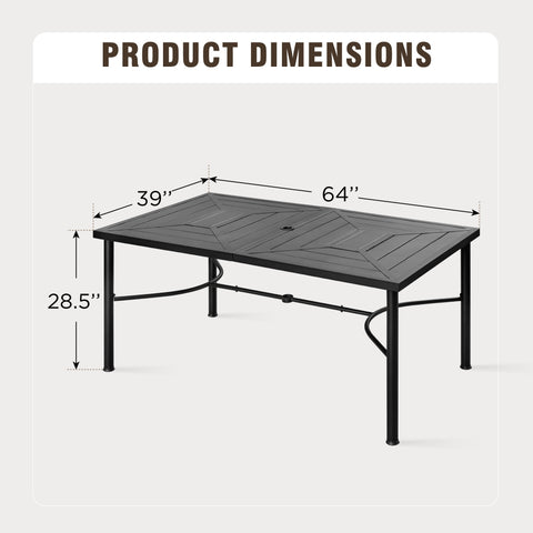 MFSTUDIO Geometric Stamped Rectangle Steel Table, Table for 6 People