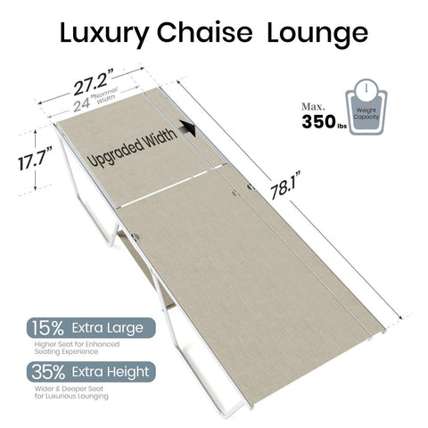 PHI VILLA Extra Large W-Shaped Outdoor Chaise Lounge with Under Storage