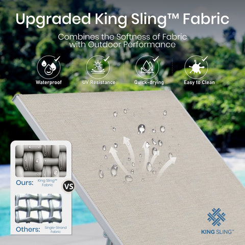 PHI VILLA Extra Large W-Shaped Outdoor Chaise Lounge with Under Storage