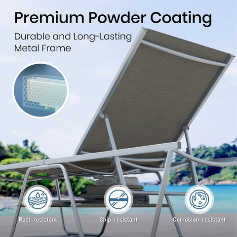 PHI VILLA Extra Large W-Shaped Outdoor Chaise Lounge with Under Storage