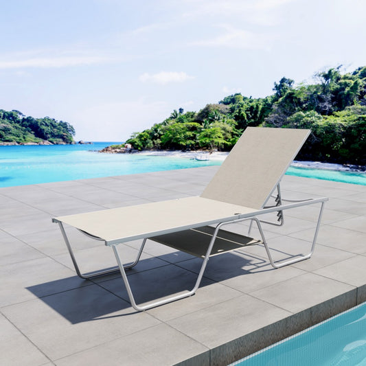 PHI VILLA Extra Large W-Shaped Outdoor Chaise Lounge with Under Storage