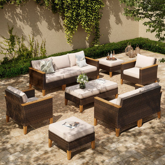 PHI VILLA 12-Piece Luxury Rattan Outdoor Sofa Sectional