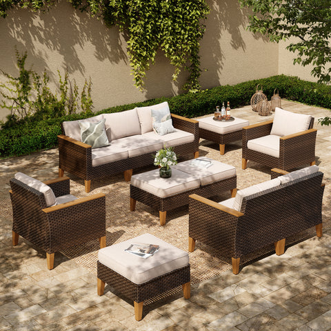 PHI VILLA 12-Piece Luxury Rattan Outdoor Sofa Sectional