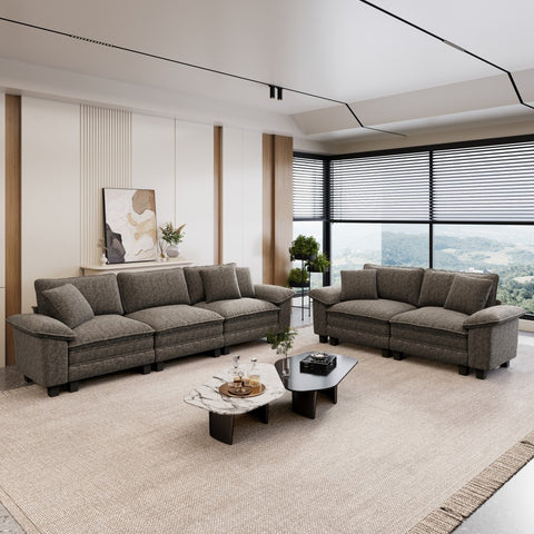 PHI VILLA Modern Chenille Modular Cloud Sofa Set with Deep Seats for Living Room