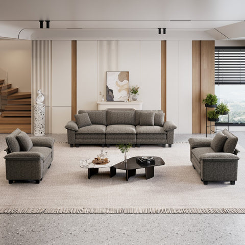 PHI VILLA Modern Chenille Modular Cloud Sofa Set with Deep Seats for Living Room