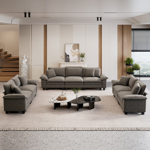 PHI VILLA Modern Chenille Modular Cloud Sofa Set with Deep Seats for Living Room