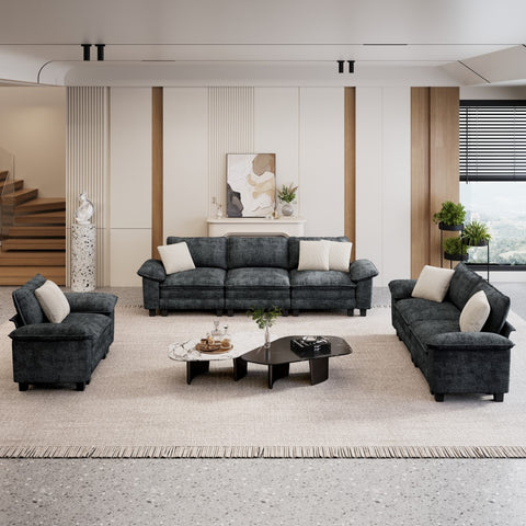 PHI VILLA Modern Chenille Modular Cloud Sofa Set with Deep Seats for Living Room