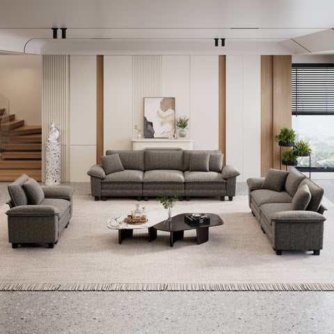 PHI VILLA Modern Chenille Modular Cloud Sofa Set with Deep Seats for Living Room