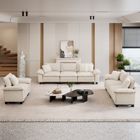 PHI VILLA Modern Chenille Modular Cloud Sofa Set with Deep Seats for Living Room