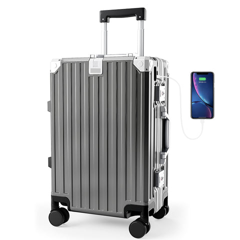 Carry-On and Checked Thickened 3-Layer Aluminum Frame Travel Suitcase