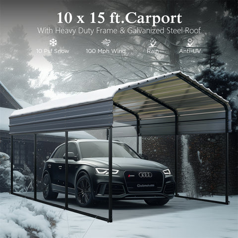 Heavy Duty Carport with Galvanized Steel Roof Multi-Purpose Shelter
