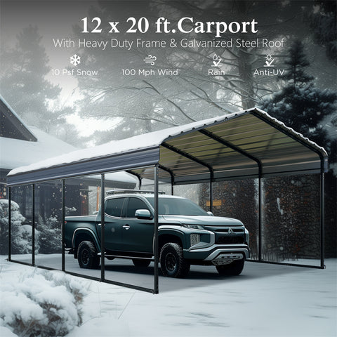 Heavy Duty Carport with Galvanized Steel Roof Multi-Purpose Shelter