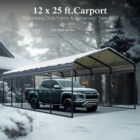 Heavy Duty Carport with Galvanized Steel Roof Multi-Purpose Shelter