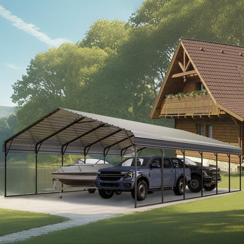 Heavy Duty Carport with Galvanized Steel Roof Multi-Purpose Shelter