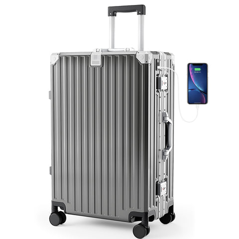 Carry-On and Checked Thickened 3-Layer Aluminum Frame Travel Suitcase