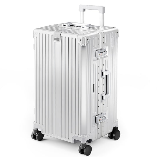 Thickened Aluminum Frame Trunk Luggage with TSA Lock USB Charging, 26/30 Inch