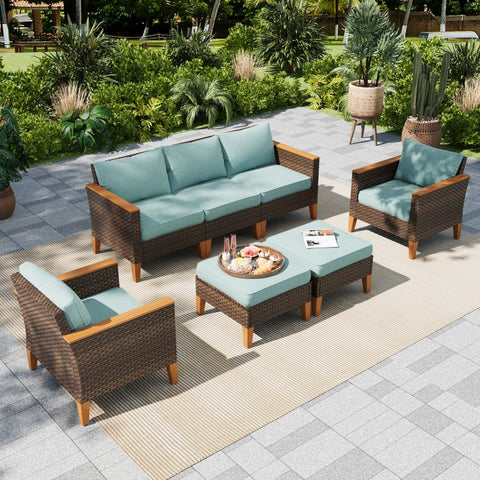 Phi Villa 7-Piece Luxury Rattan Outdoor Sofa Sectional