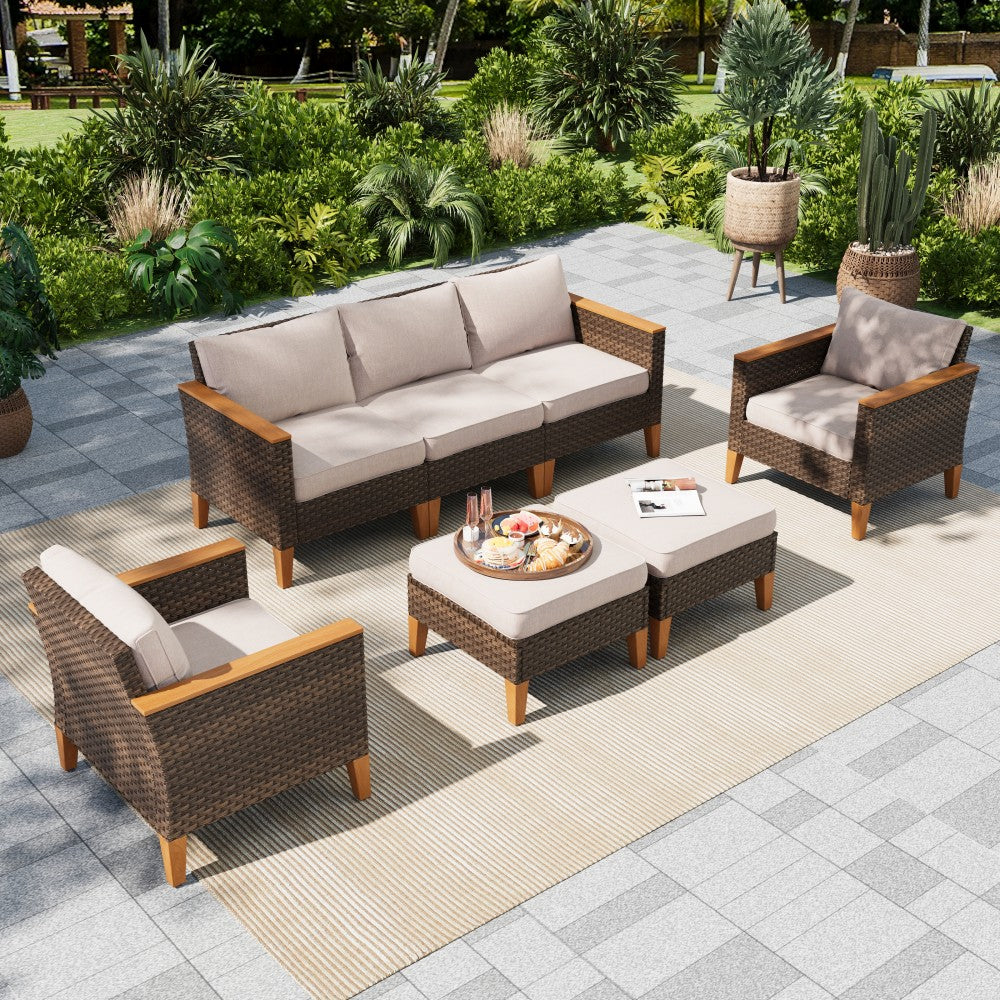 Phi Villa 7-Piece Luxury Rattan Outdoor Sofa Sectional