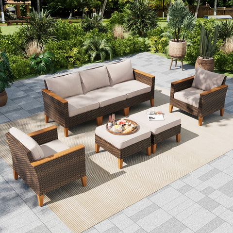 Phi Villa 7-Piece Luxury Rattan Outdoor Sofa Sectional