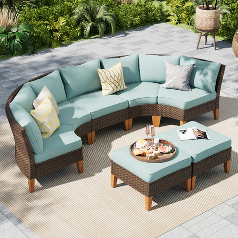 Phi Villa 7-Piece Luxury Rattan Outdoor Sofa Sectional