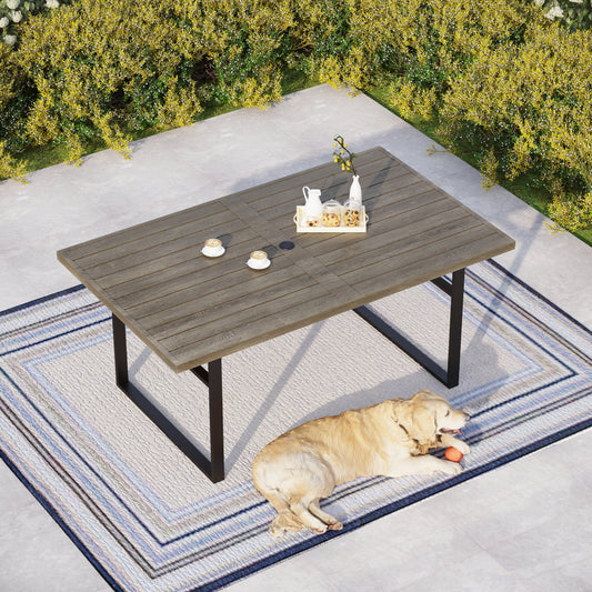 Sophia & William 64" x 38" Wood-grain Patio Dining Table with U-shaped Legs