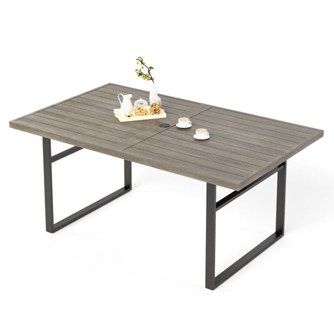 Sophia & William 64" x 38" Wood-grain Patio Dining Table with U-shaped Legs