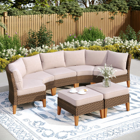 Phi Villa 7-Piece Luxury Rattan Outdoor Sofa Sectional