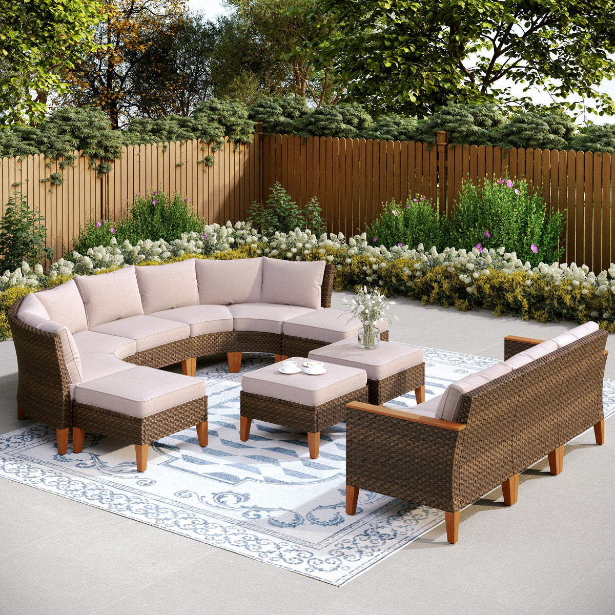 PHI VILLA 12-Piece Luxury Rattan Outdoor Sofa Sectional