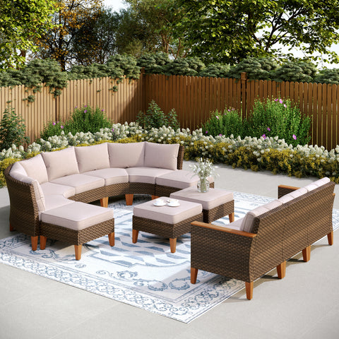 PHI VILLA 12-Piece Luxury Rattan Outdoor Sofa Sectional