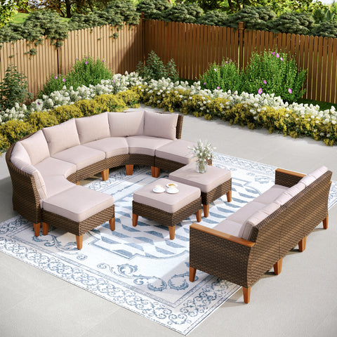 PHI VILLA 12-Piece Luxury Rattan Outdoor Sofa Sectional